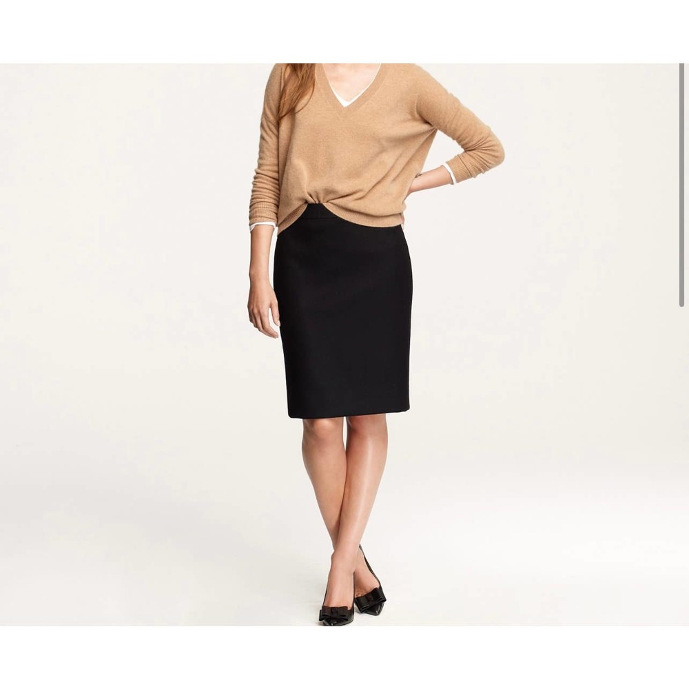 J.Crew Pencil Skirt Wool Original Fit Black Womens Size 4